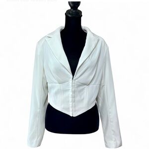 SHEIN Elegant Light Cream Half Open Collared Neck Blazer M, NWOT